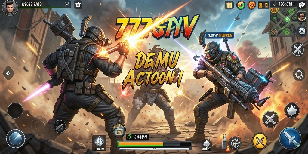 Tampilan gameplay seru 77RP menampilkan aksi pertempuran yang mendebarkan.