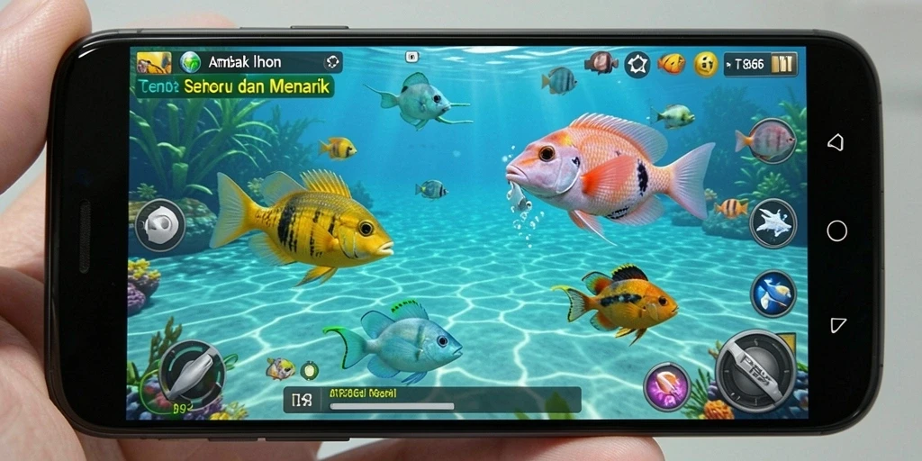 Tampilan gameplay seru menembak ikan dengan grafis menarik.