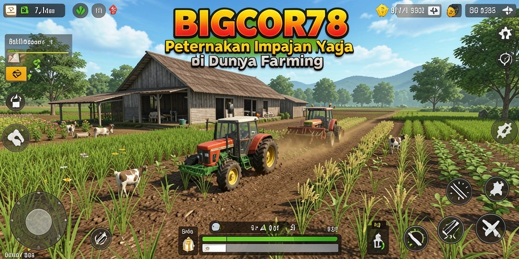 Screenshot gameplay BIGCOR78 dengan aktivitas bertani yang seru.