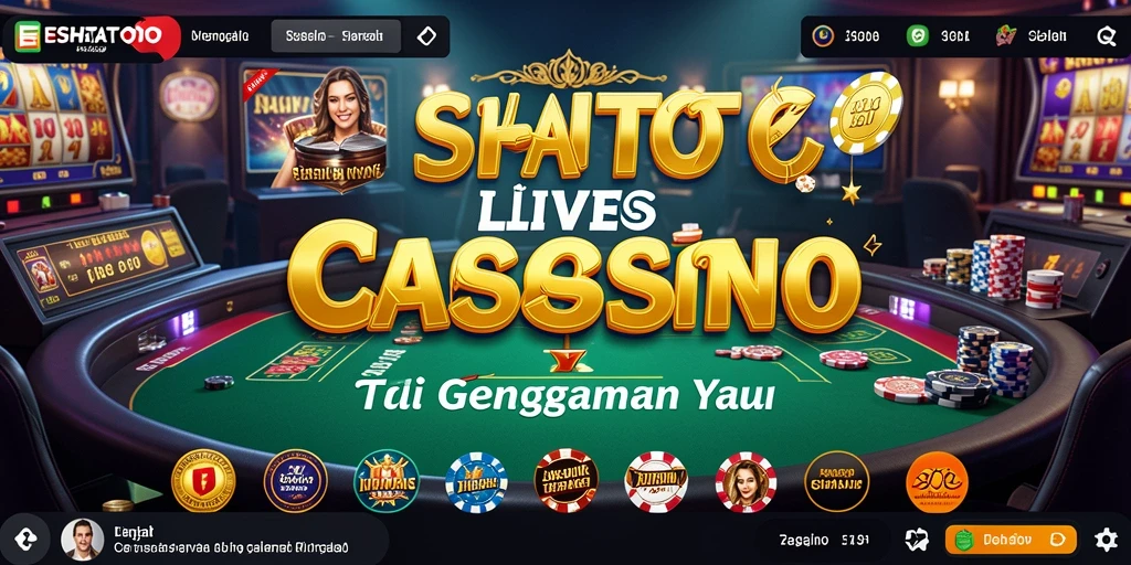 Tampilan gameplay ESHATOTO dengan dealer dan permainan Live Casino.