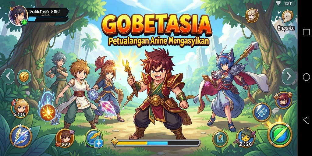 Tampilan gameplay seru dengan karakter anime yang unik.