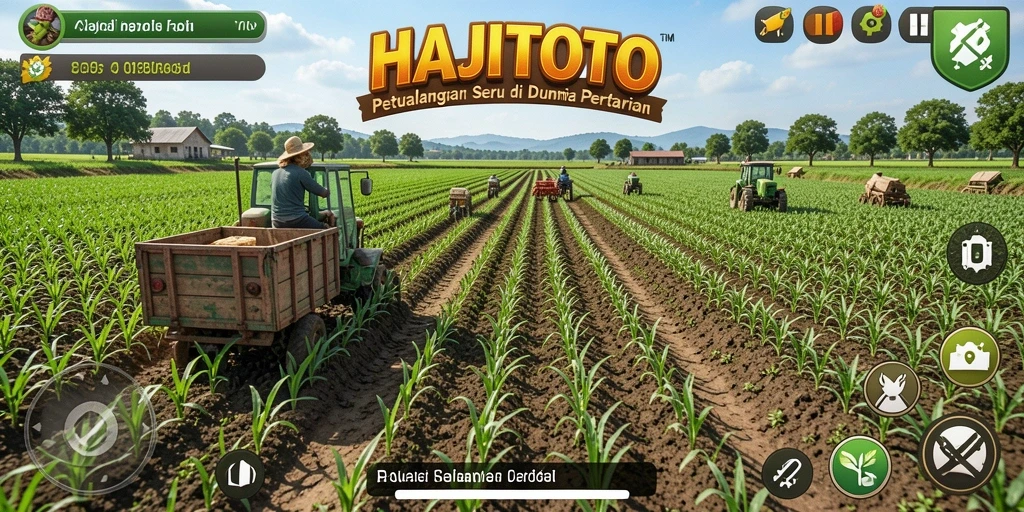 Gameplay HAJITOTO yang mengasyikkan dengan pertanian yang indah.