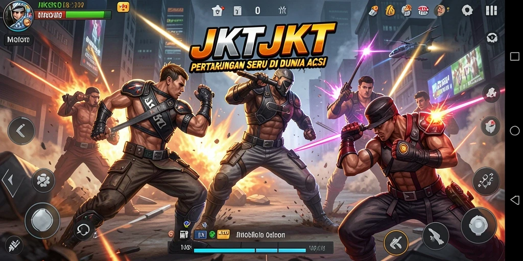 Tangkapan layar JKTJKT menampilkan aksi pertarungan yang mendebarkan.