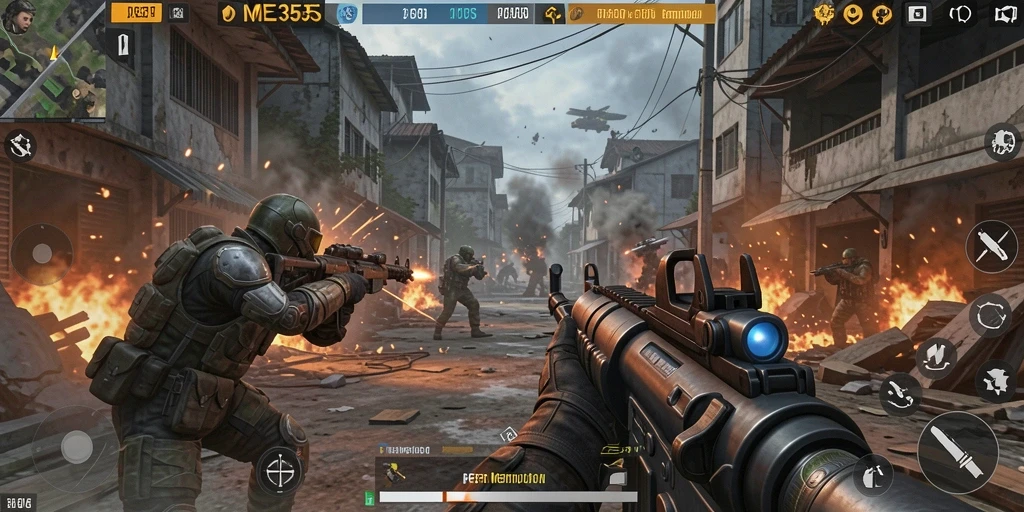 Tangkapan layar dari aksi menegangkan gameplay FPS ME355.