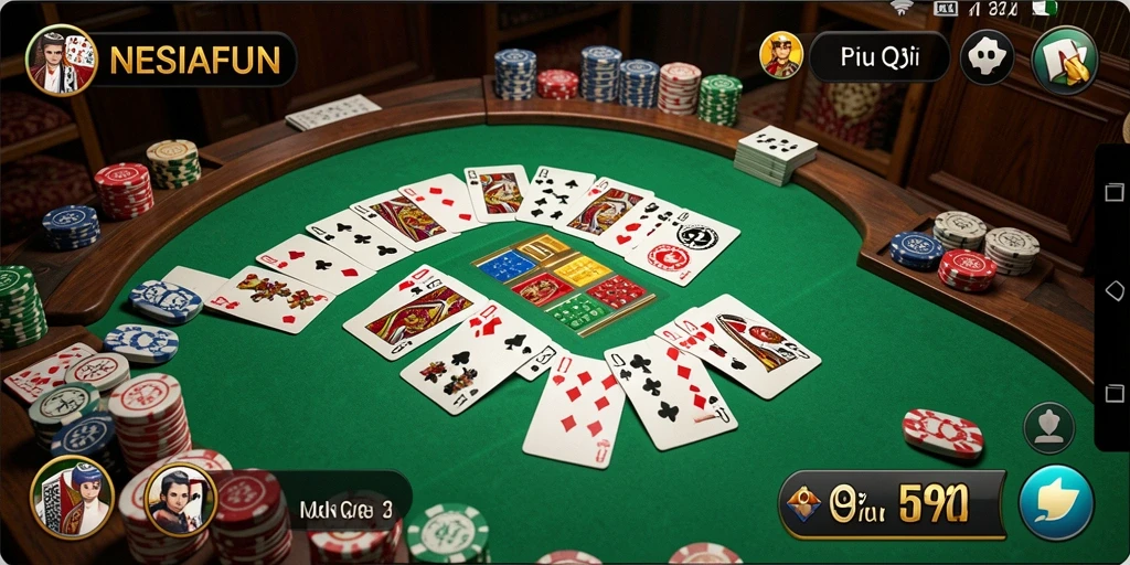 Screenshot utama dari gameplay QiuQiu NESIAFUN yang penuh aksi.
