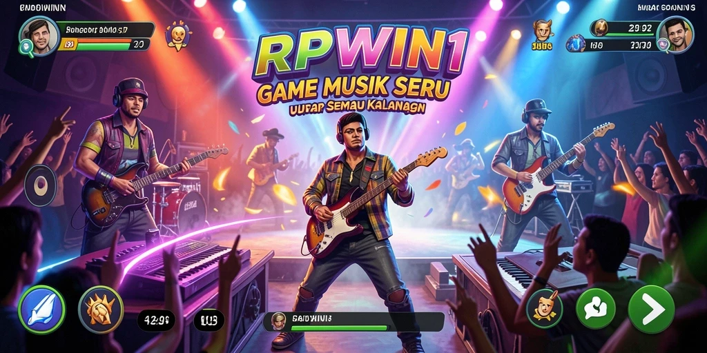 Tampilan gameplay RPWIN1 yang seru dengan berbagai lagu populer.