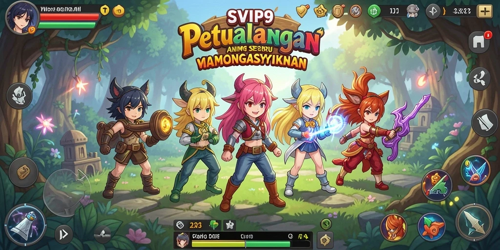 Tampilan gameplay SVIP9 yang menampilkan aksi karakter Anime.